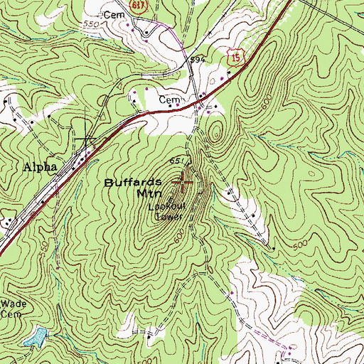 Topographic Map of Buffards Mountain, VA