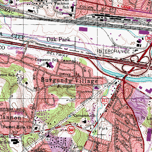 Topographic Map of Burgundy Village, VA