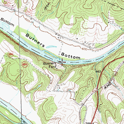 Topographic Map of Burners Ford, VA