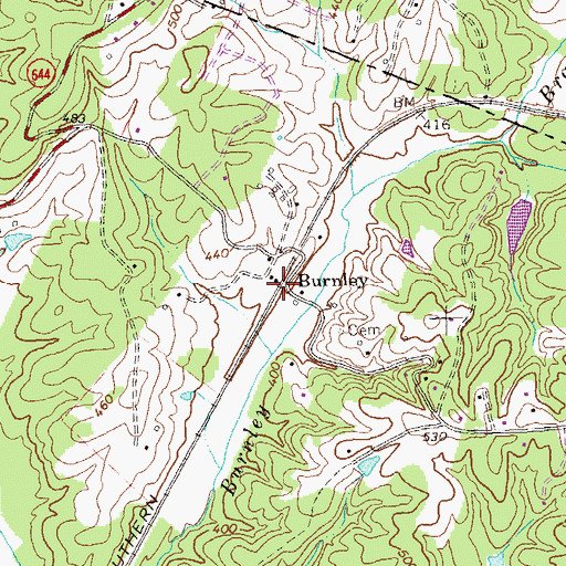 Topographic Map of Burnley, VA