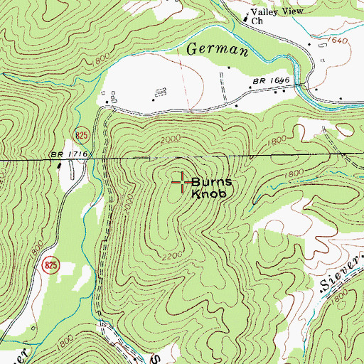 Topographic Map of Burns Knob, VA