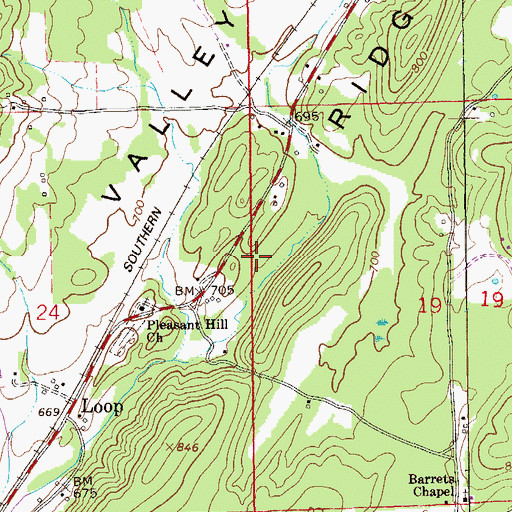 Topographic Map of Taft Spring, AL