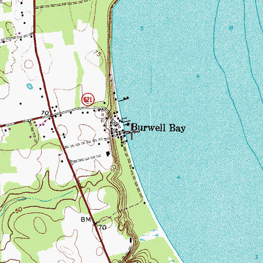 Topographic Map of Burwell Bay, VA