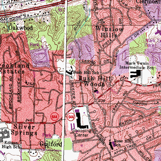 Topographic Map of Bush Hill Woods, VA