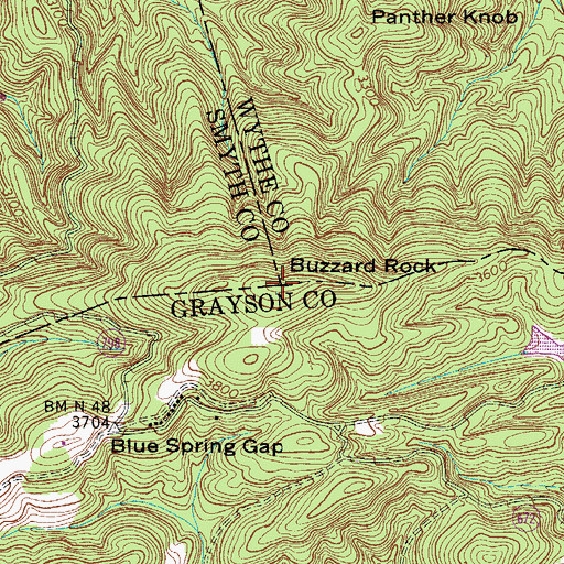 Topographic Map of Buzzard Rock, VA