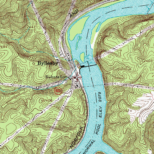 Topographic Map of Byllesby, VA