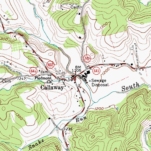 Topographic Map of Callaway, VA