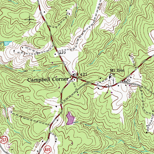Topographic Map of Campbell Corner, VA
