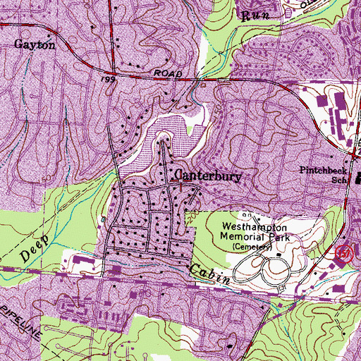 Topographic Map of Canterbury, VA