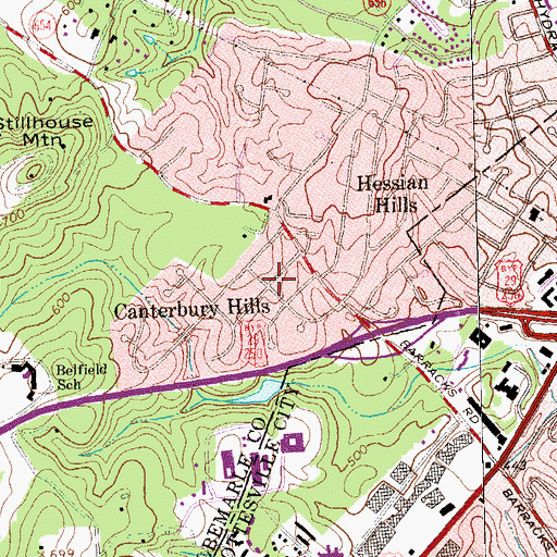 Topographic Map of Canterbury Hills, VA