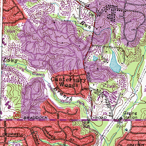 Topographic Map of Canterbury Woods, VA