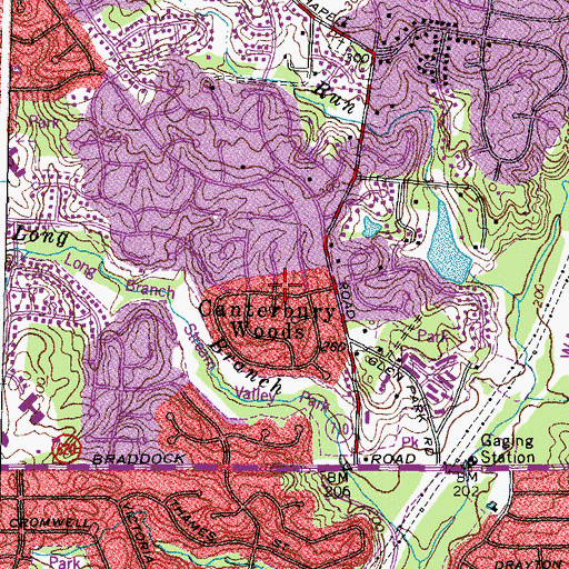 Topographic Map of Canterbury Woods, VA