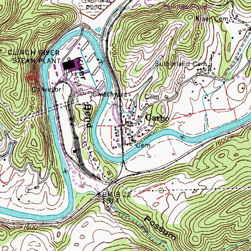 Topographic Map of Carbo, VA