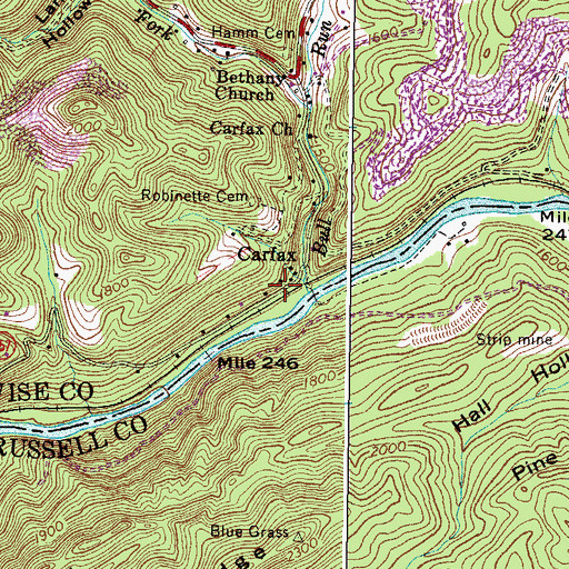 Topographic Map of Carfax, VA