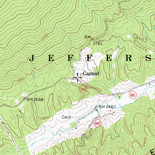 Topographic Map of Carnot, VA