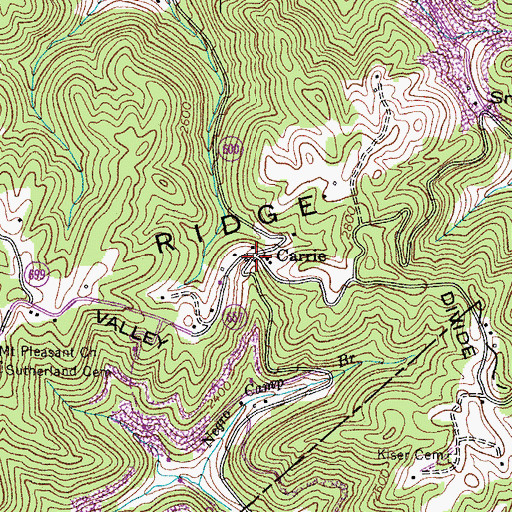 Topographic Map of Carrie, VA