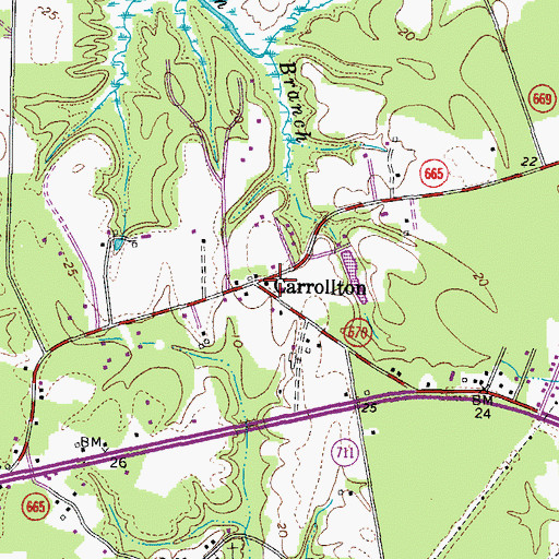 Topographic Map of Carrollton, VA