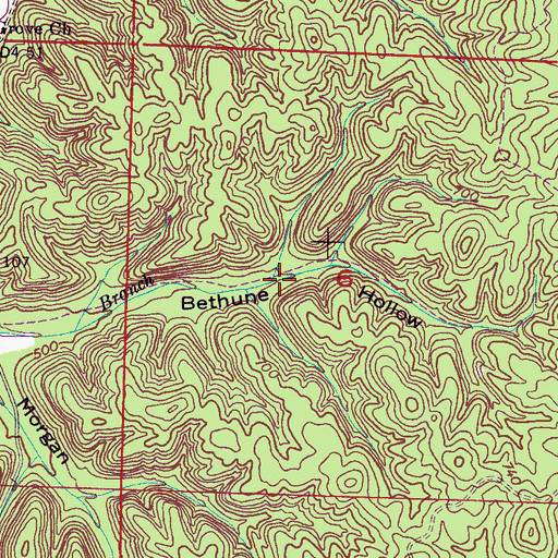 Topographic Map of Bethune Hollow Spring, AL