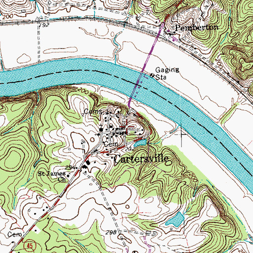 Topographic Map of Cartersville, VA