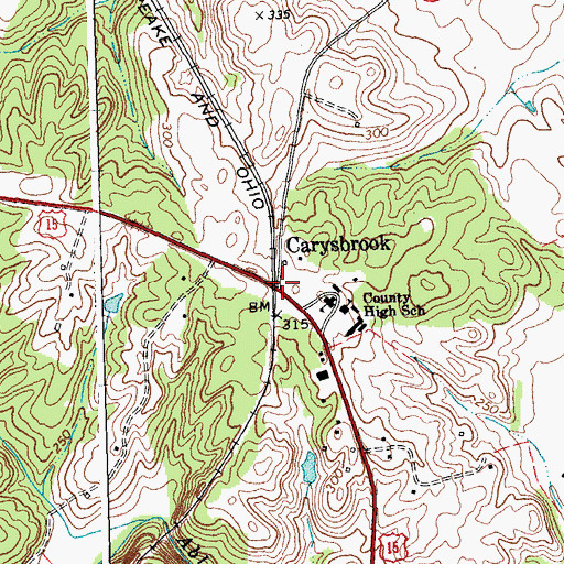 Topographic Map of Carysbrook, VA