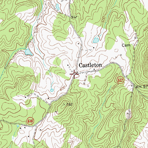 Topographic Map of Castleton, VA