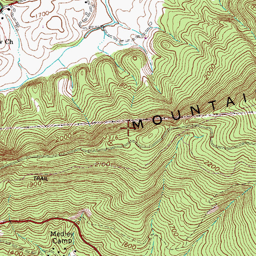 Topographic Map of Catawba Mountain, VA