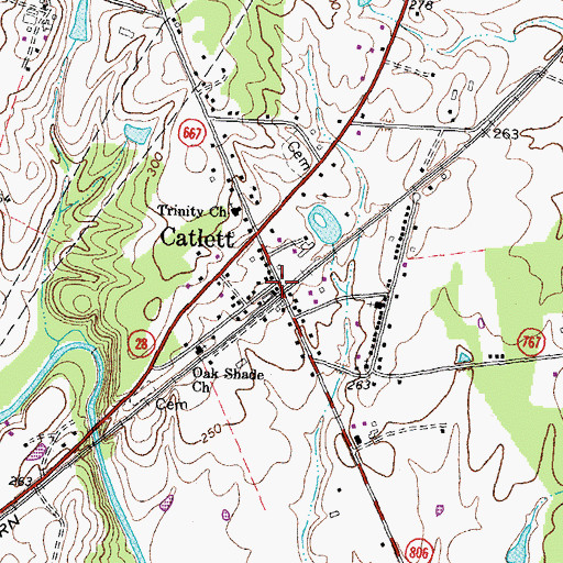 Topographic Map of Catlett, VA