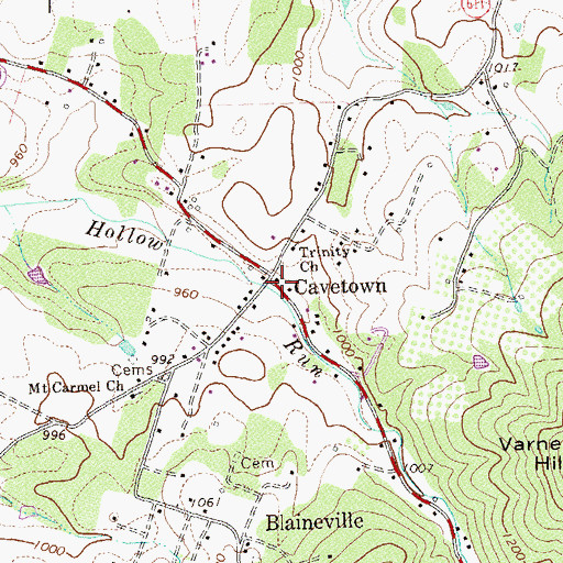 Topographic Map of Cavetown, VA