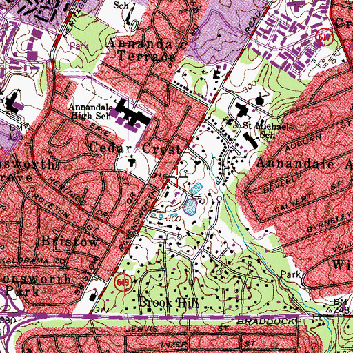 Topographic Map of Cedar Crest, VA