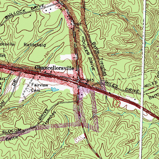 Topographic Map of Chancellorsville, VA