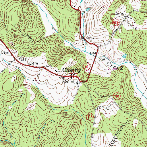 Topographic Map of Charity, VA