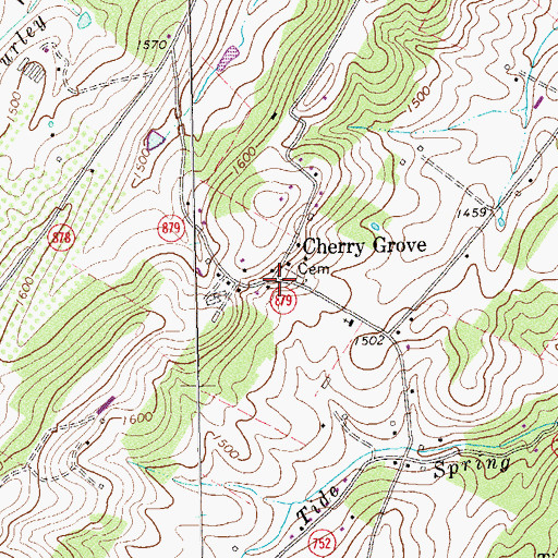 Topographic Map of Cherry Grove, VA
