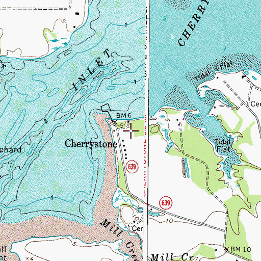 Topographic Map of Cherrystone, VA