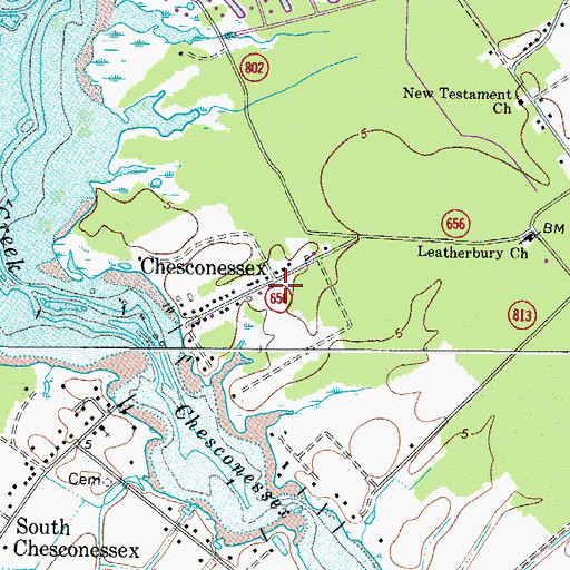 Topographic Map of Chesconessex, VA