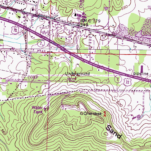 Topographic Map of Cherokee Spring, AL