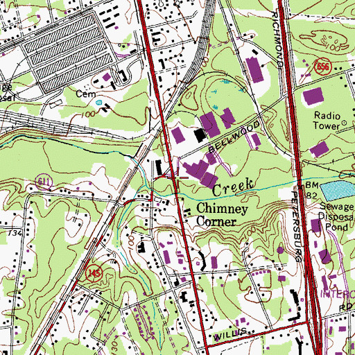 Topographic Map of Chimney Corner, VA