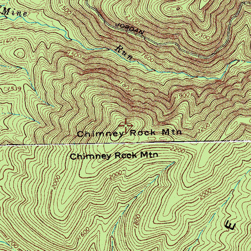 Topographic Map of Chimney Rock Mountain, VA