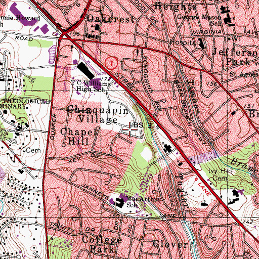 Topographic Map of Chinquapin Village, VA
