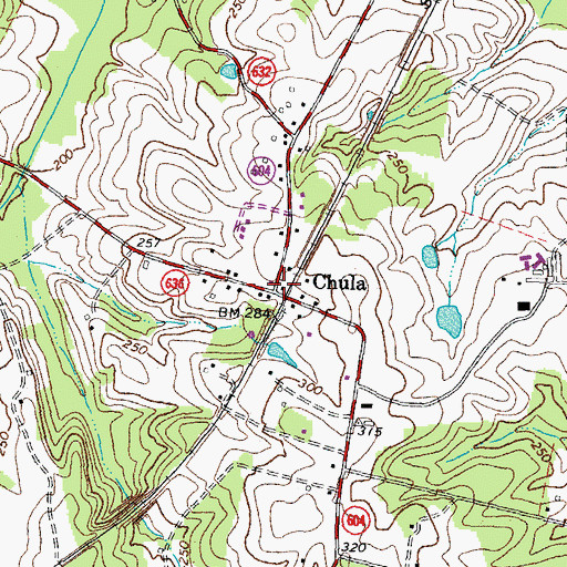 Topographic Map of Chula, VA