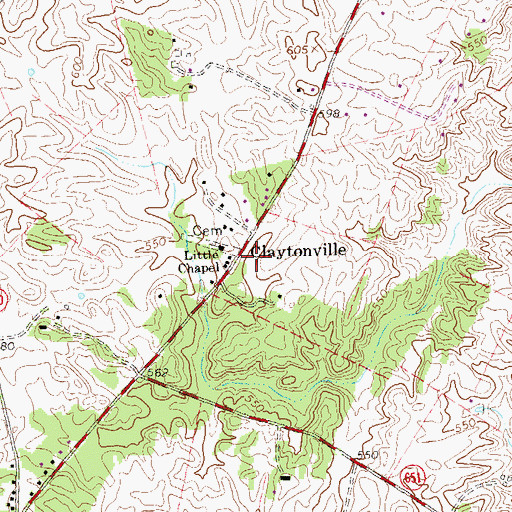 Topographic Map of Claytonville, VA