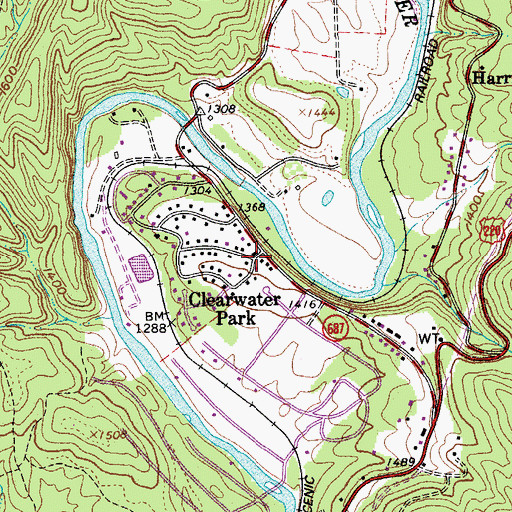 Topographic Map of Clearwater Park, VA