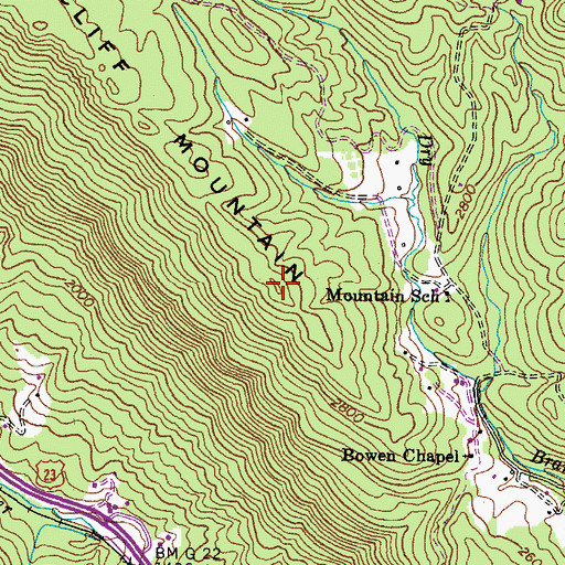 Topographic Map of Cliff Mountain, VA