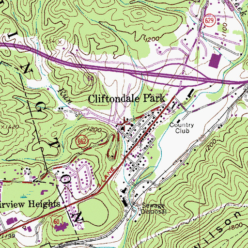 Topographic Map of Cliftondale Park, VA