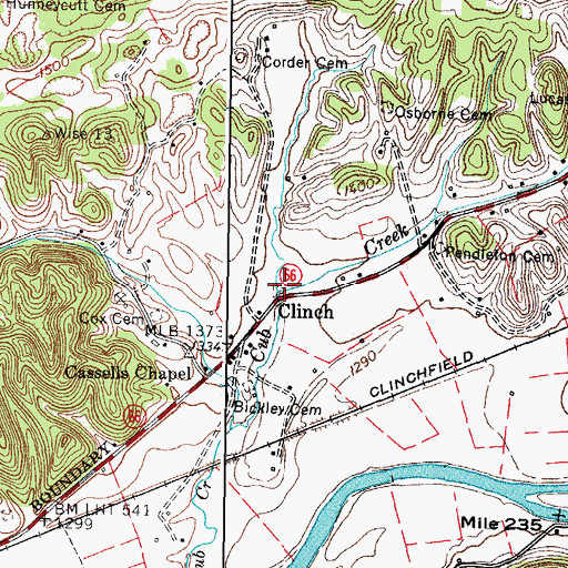 Topographic Map of Clinch, VA