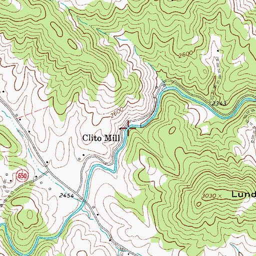 Topographic Map of Clito Mill, VA