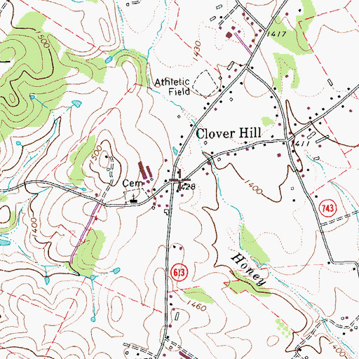 Topographic Map of Clover Hill, VA