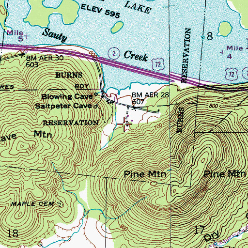 Topographic Map of Blowing Wind Cave National Wildlife Refuge, AL