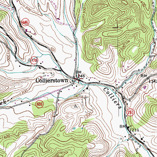 Topographic Map of Collierstown, VA