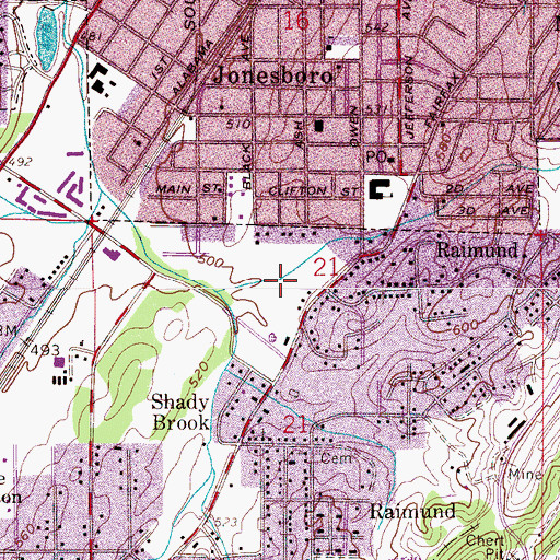 Topographic Map of Watercress Darter National Wildlife Refuge, AL