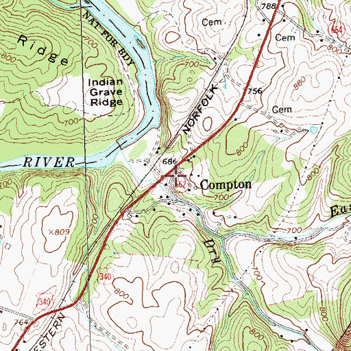 Topographic Map of Compton, VA